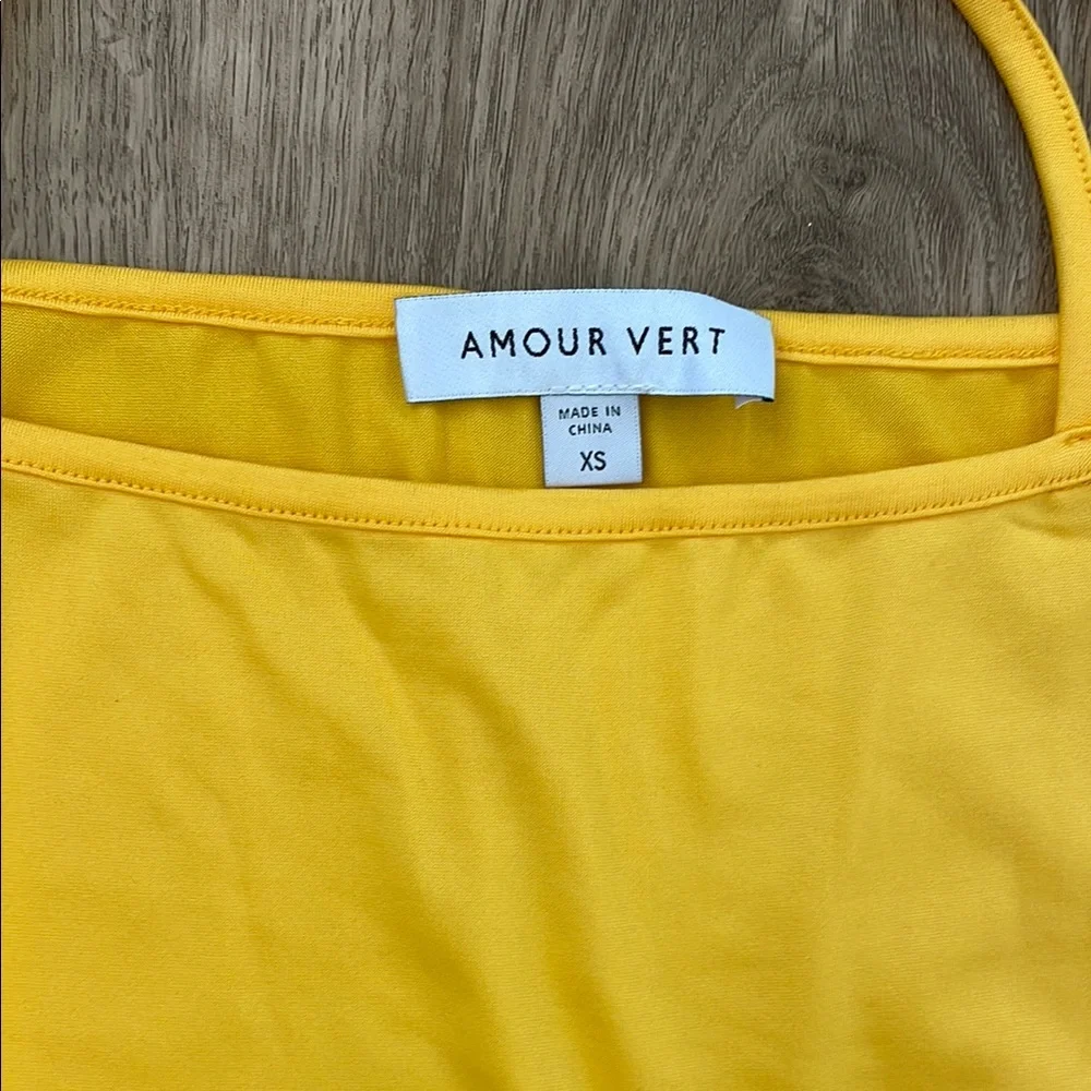 Amour Vert Chic Yellow Knit Midi Dress with Lining - XS - Picture 5 of 11
